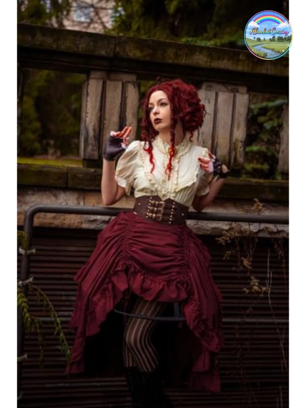 Women Renaissance Pirate High-Low Maxi Skirt Ruffle Two-Way Wear - Picture 4 of 6
